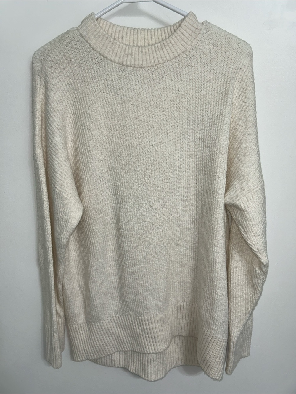 Old Navy Neutral Ribbed Crewneck Sweater in Cream